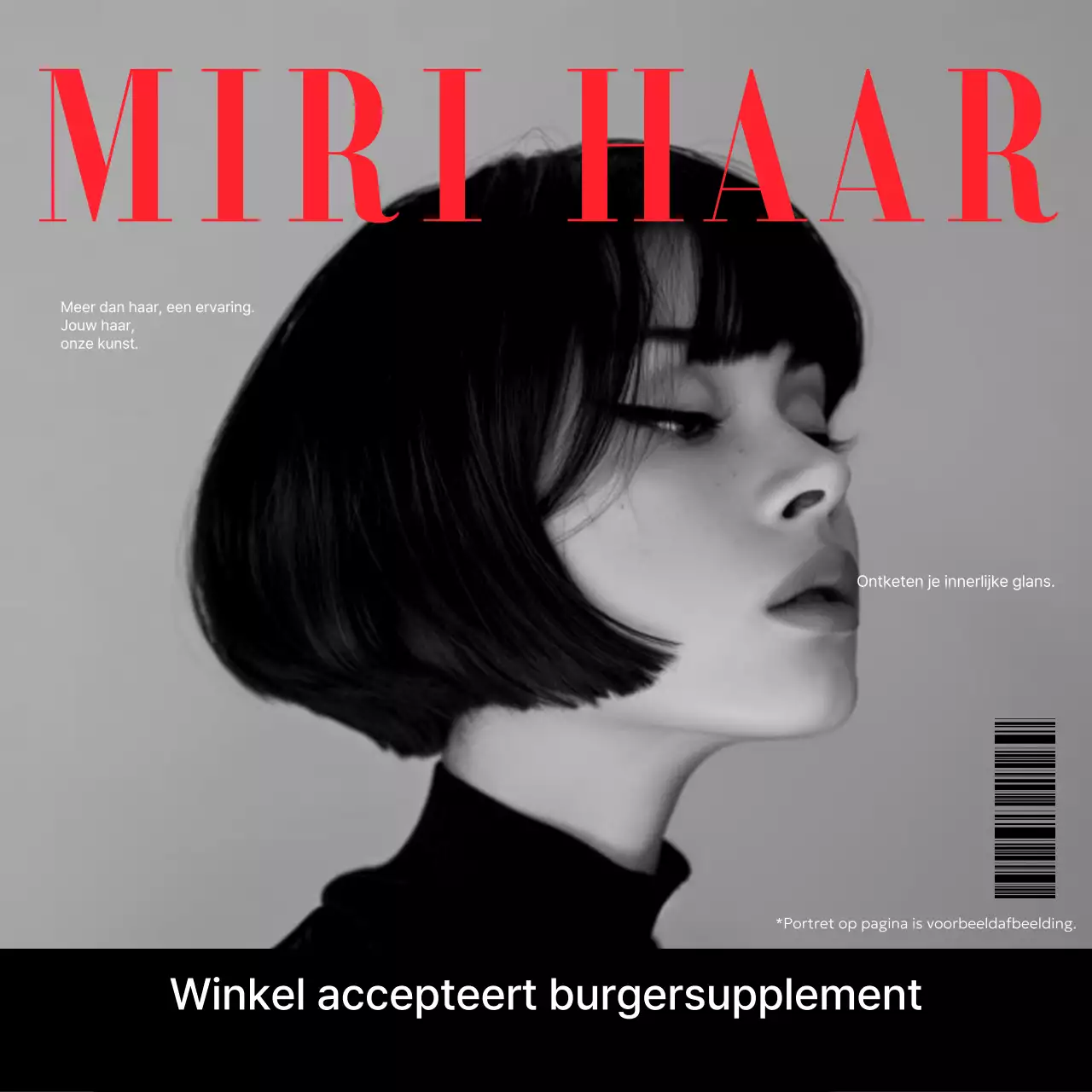 Advertentie voor zwart-wit modern kapsel