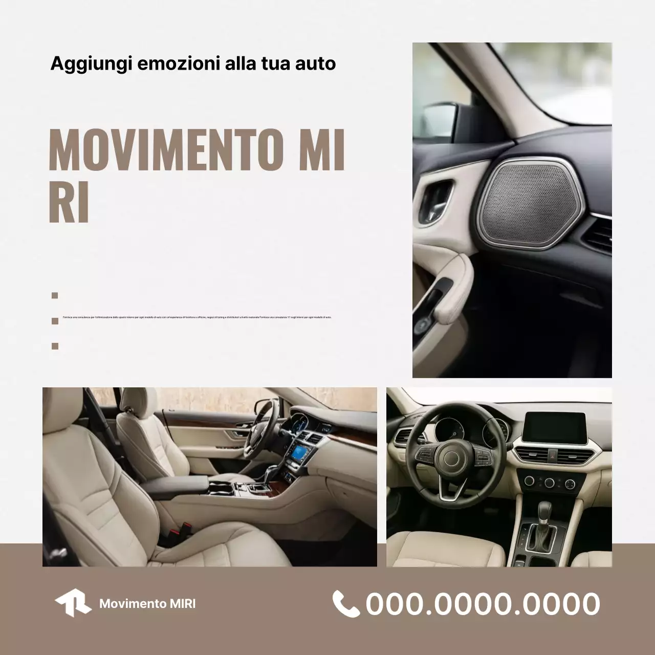 Pubblicità di interni auto moderni beige
