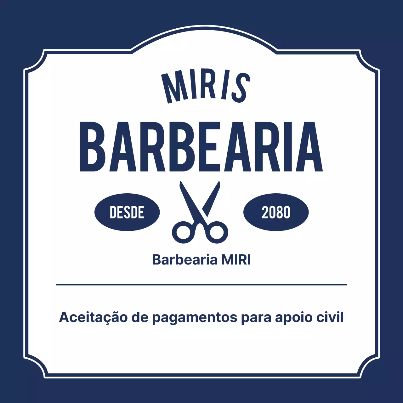 Aviso de barbearia vintage azul