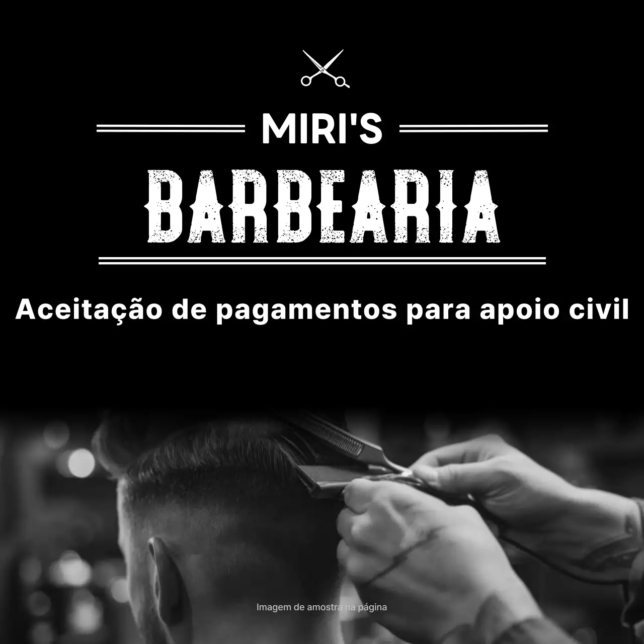 Propaganda de barbearia vintage em preto e branco