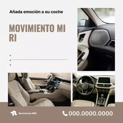 Anuncio de interior de coche moderno en color beige