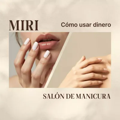 Anuncio de una moderna tienda de uñas en color beige