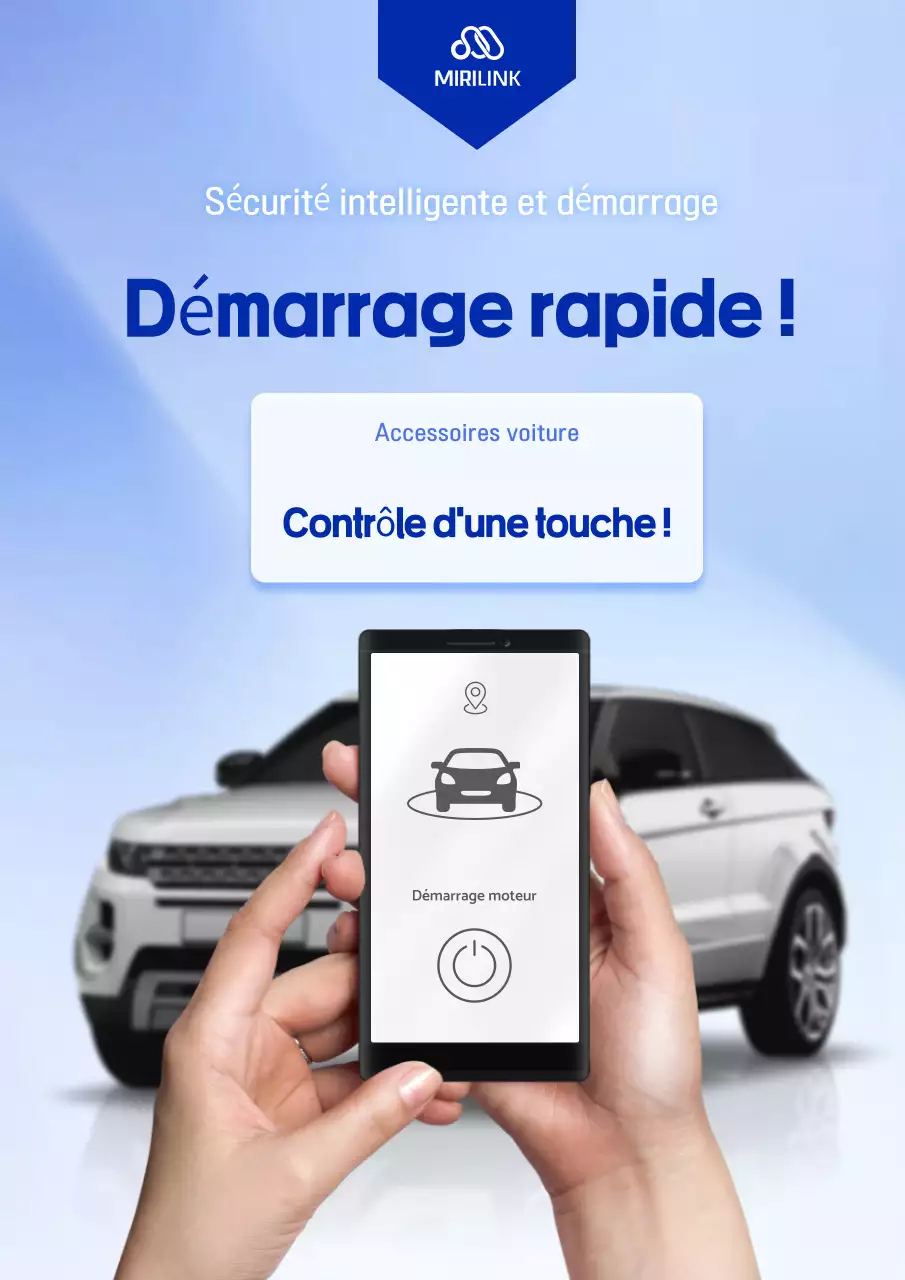 Publicité pour une voiture moderne bleu ciel