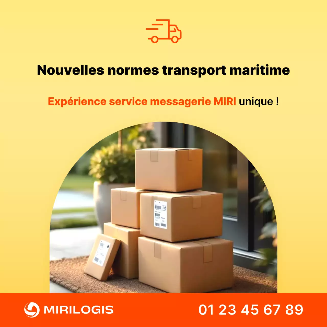 Publicité maritime moderne jaune