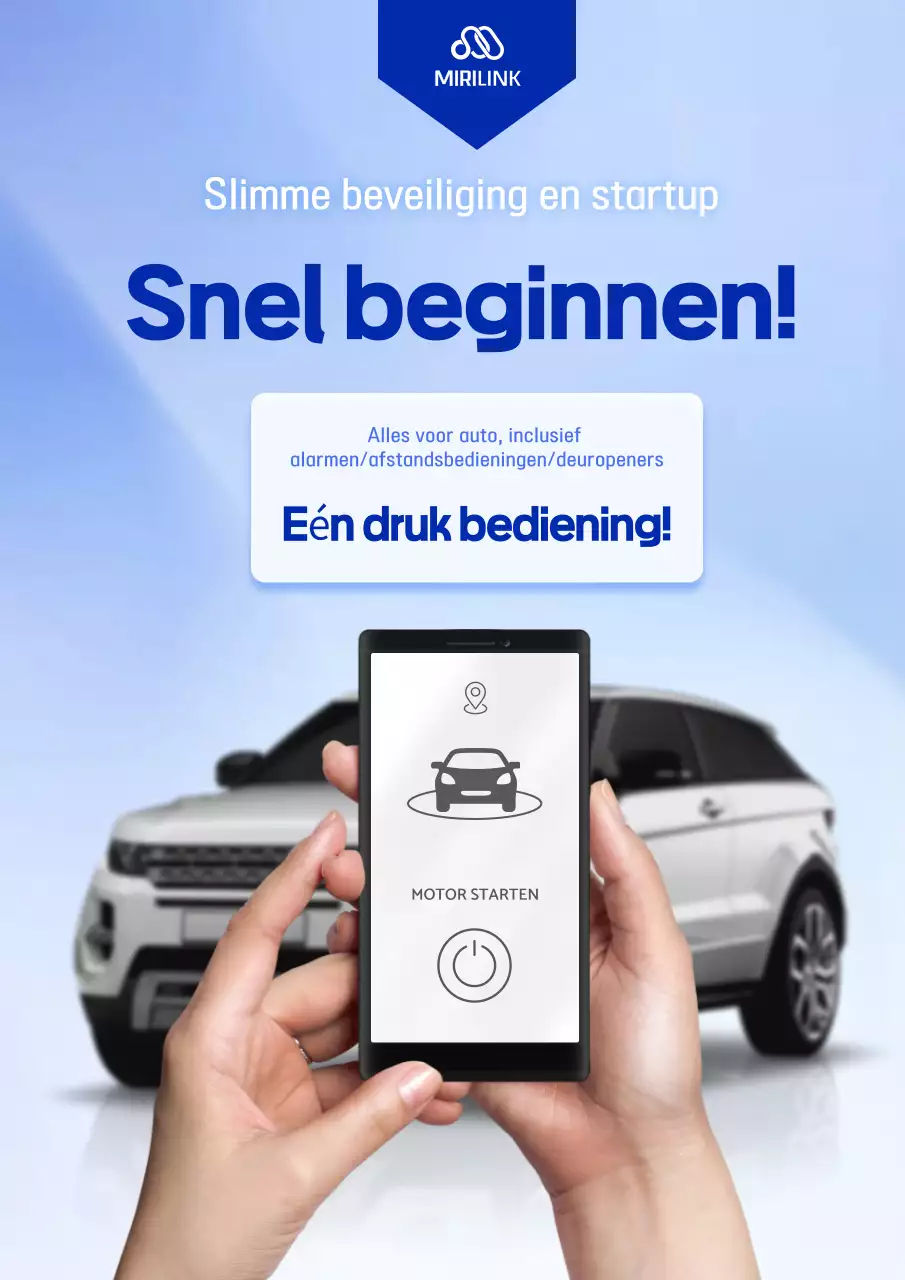 Advertentie voor moderne autobesturing in hemelsblauw