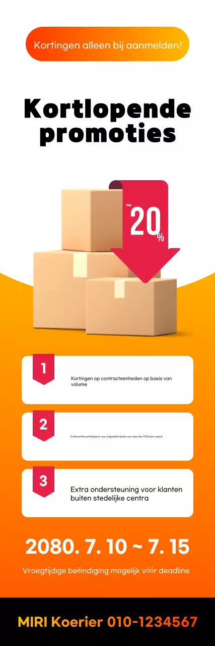 Promotie-publiciteit voor contractlogistiek in rode en oranje accentstijl