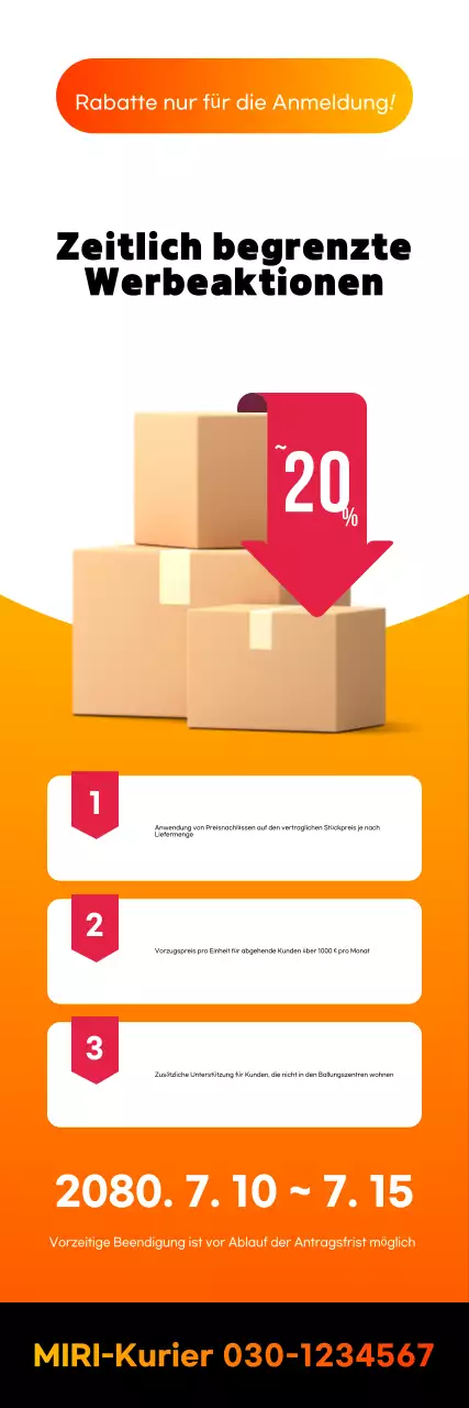 Werbung für Vertragslogistik im Akzentstil mit roten und orangefarbenen Akzenten