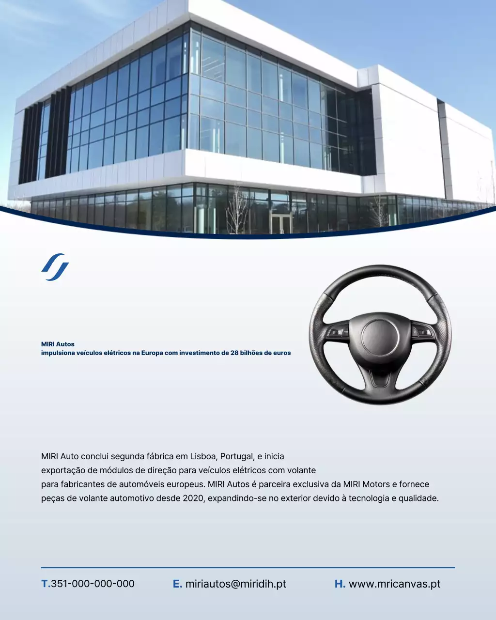 Anúncio de carro elétrico moderno azul-celeste
