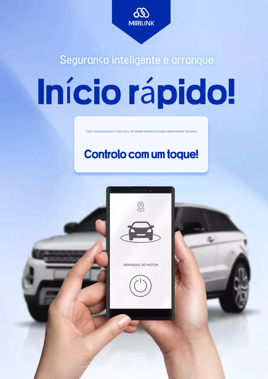 Anúncio de controle de carro moderno azul-celeste