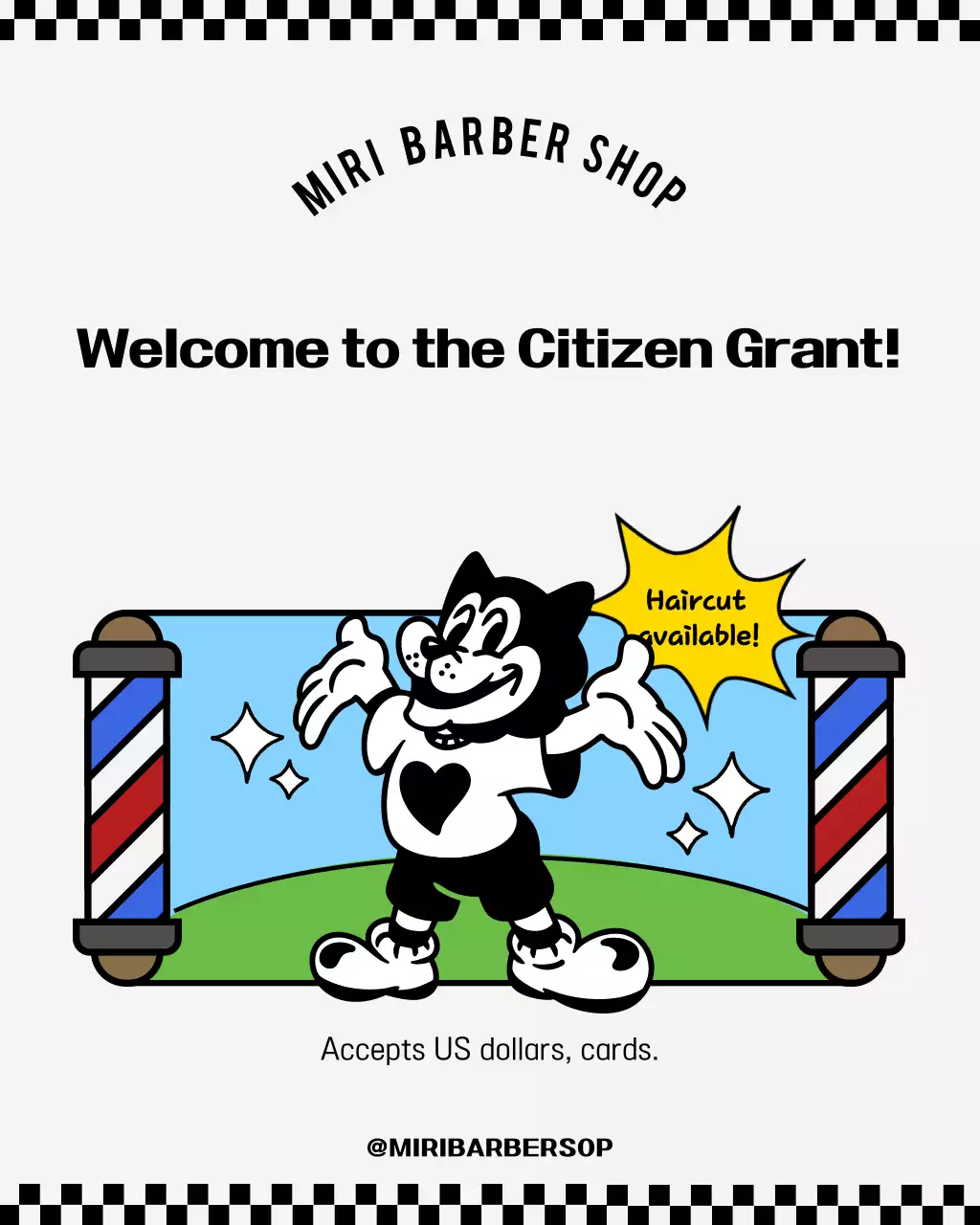 Sky Blue Retro Barbershop Promotion of Use of Minseong Support Fund