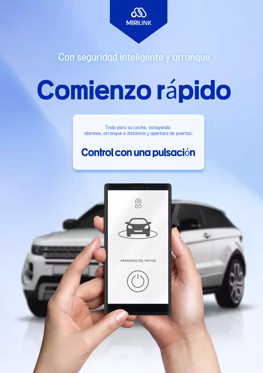 Anuncio de control de coche moderno de color azul cielo