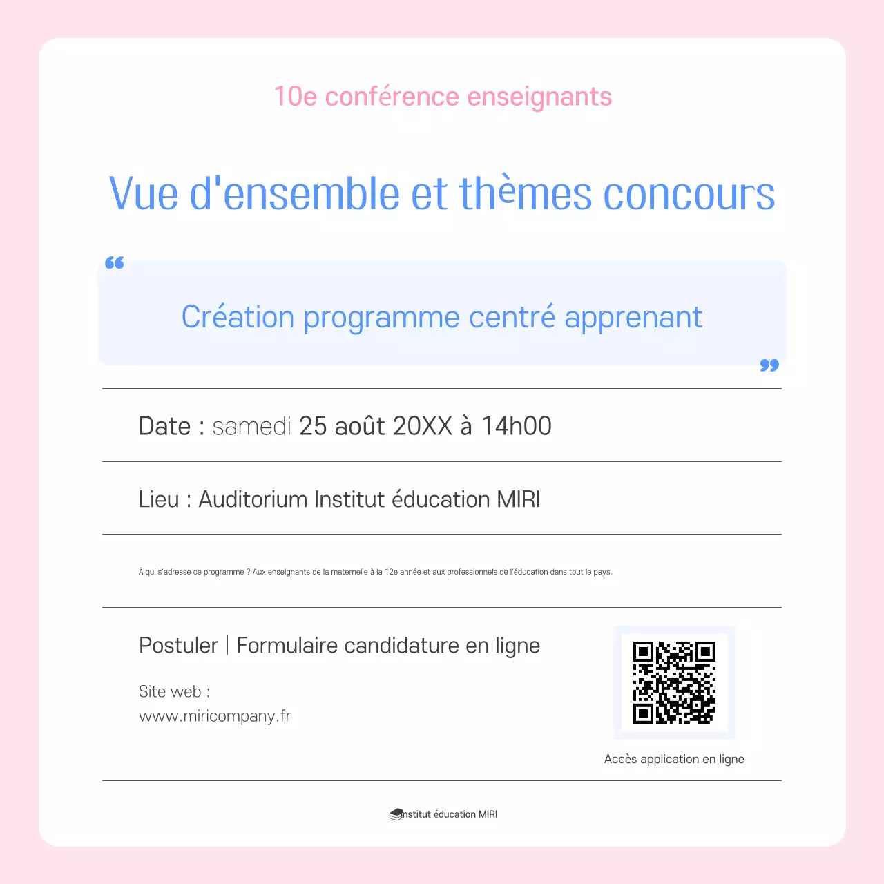 Conférence sur l'éducation moderne bleue