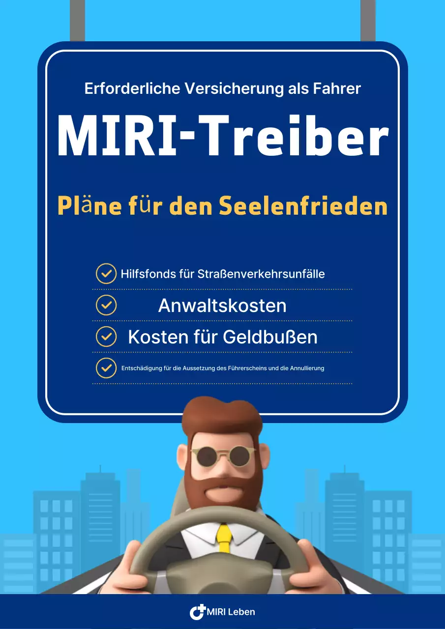 Himmelblaue moderne Fahrerversicherungsanzeige