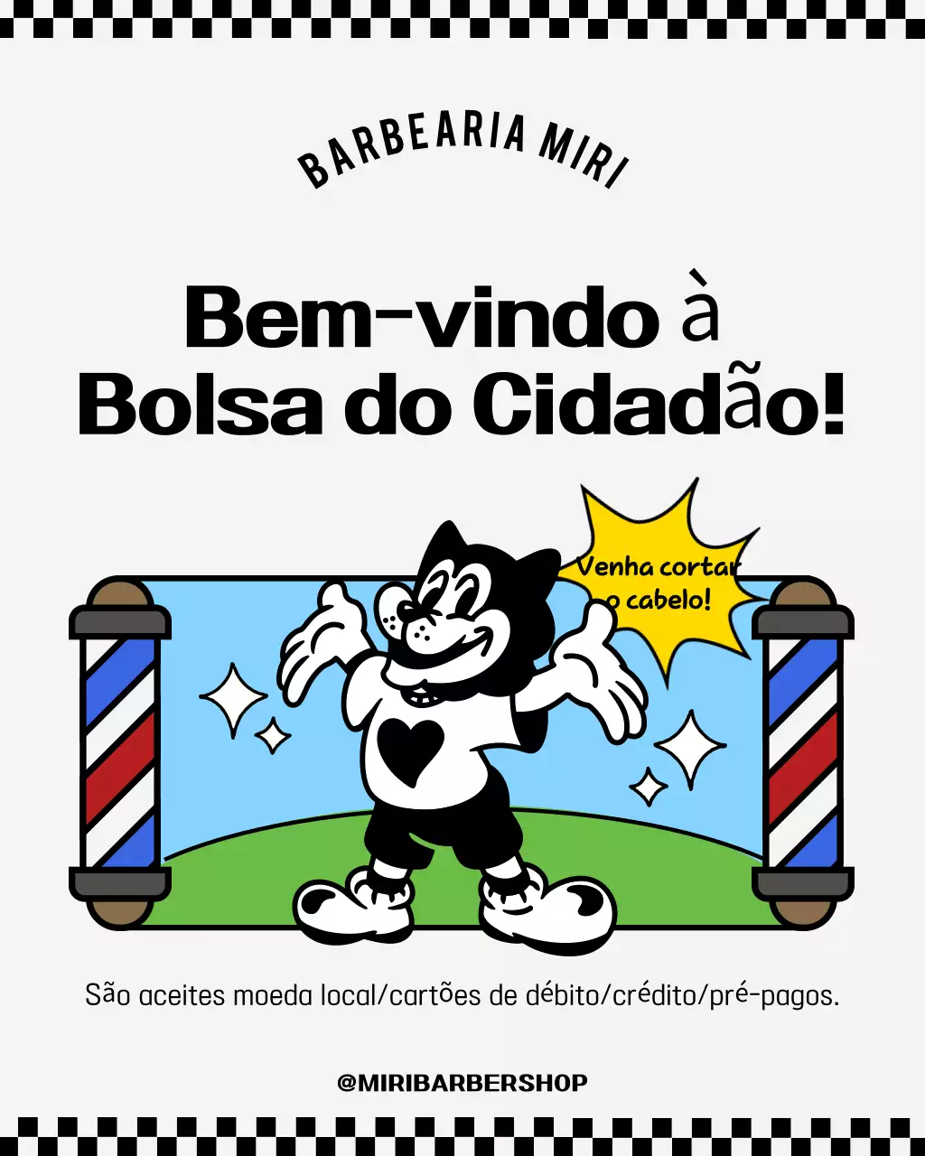 Promoção da Barbearia Retro Azul Celeste para Uso do Fundo de Apoio Minseong