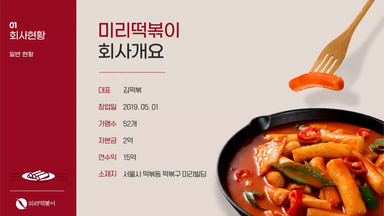 빨강의 떡볶이 프랜차이즈 외식업 사업계획서