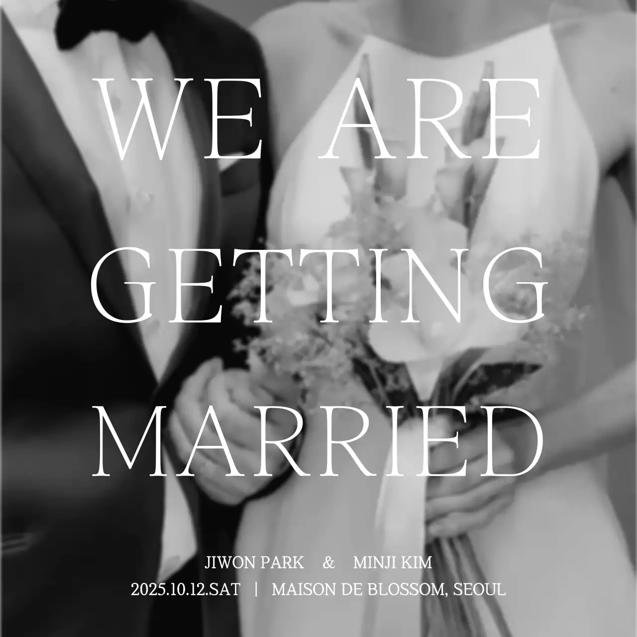 흑백 클래식 결혼 초대장