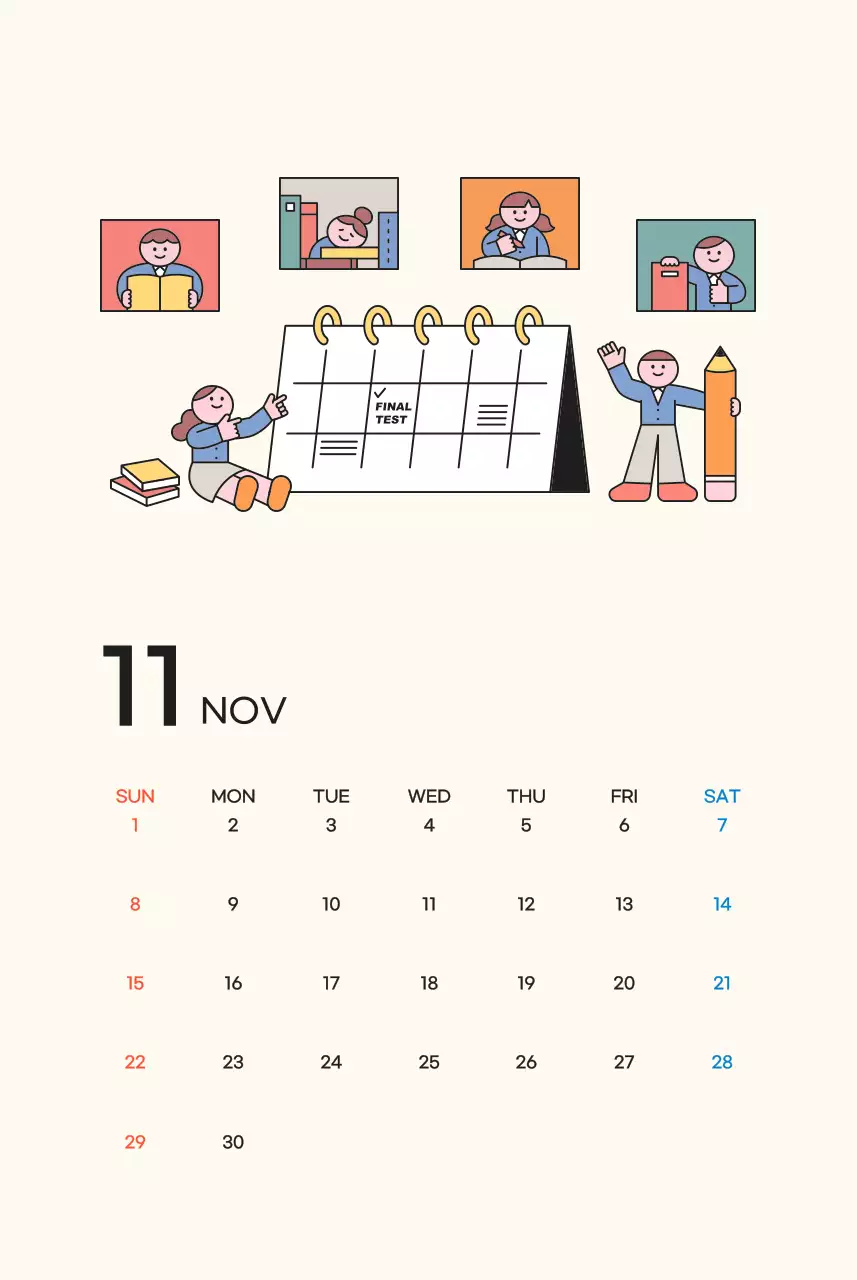 핑크 아기자기한 달력 달력