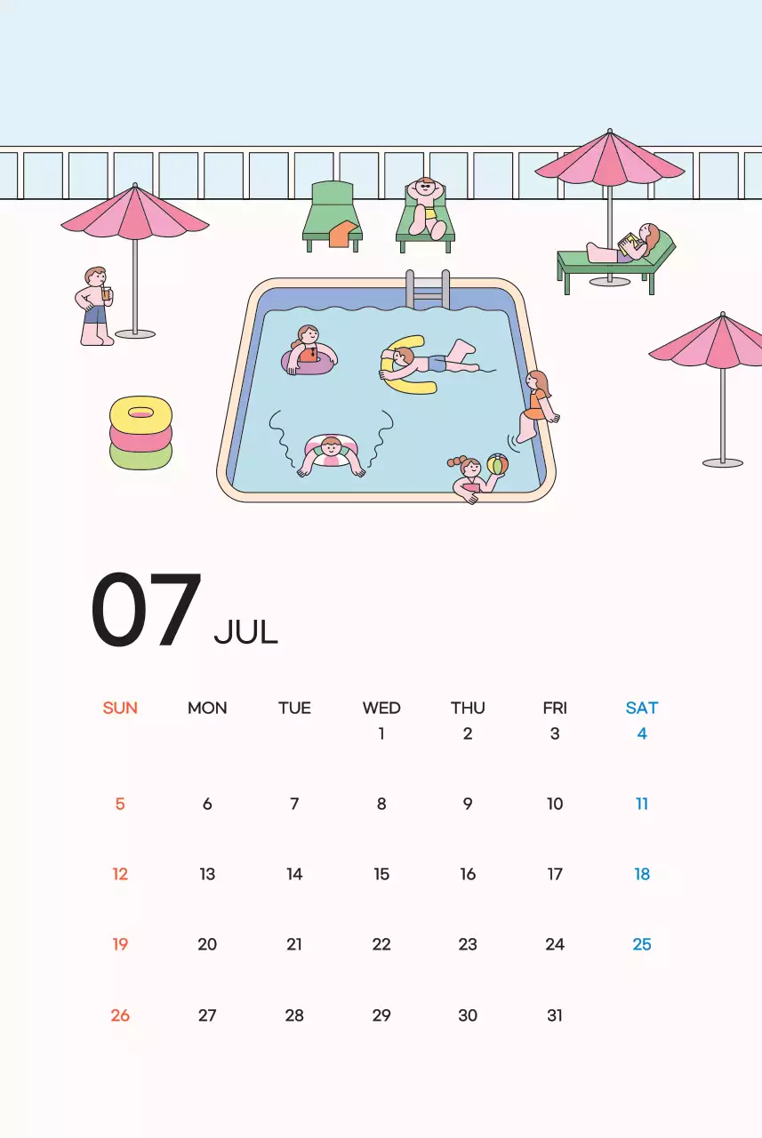 핑크 아기자기한 달력 달력