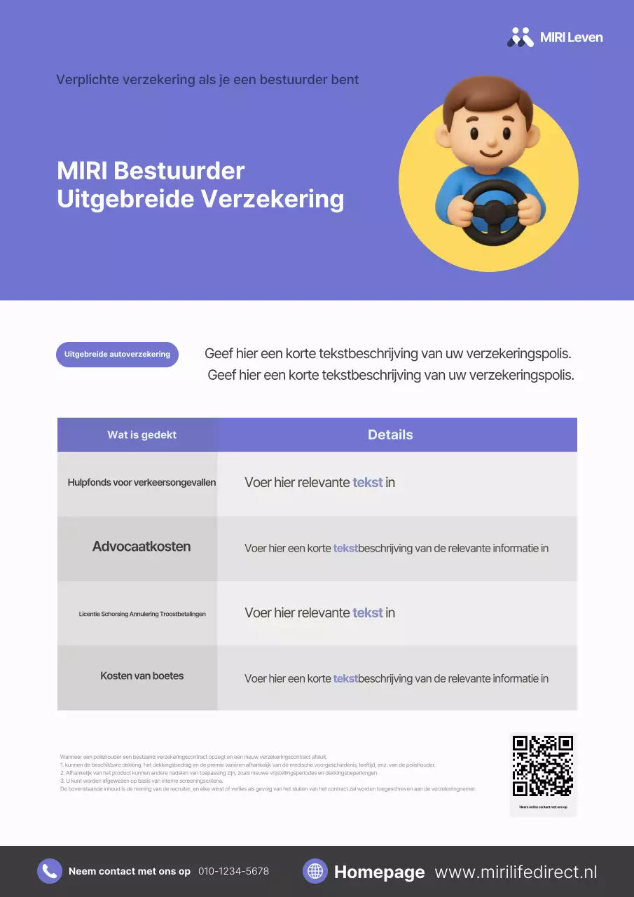 Eenvoudige paarse autoverzekeringsadvertentie