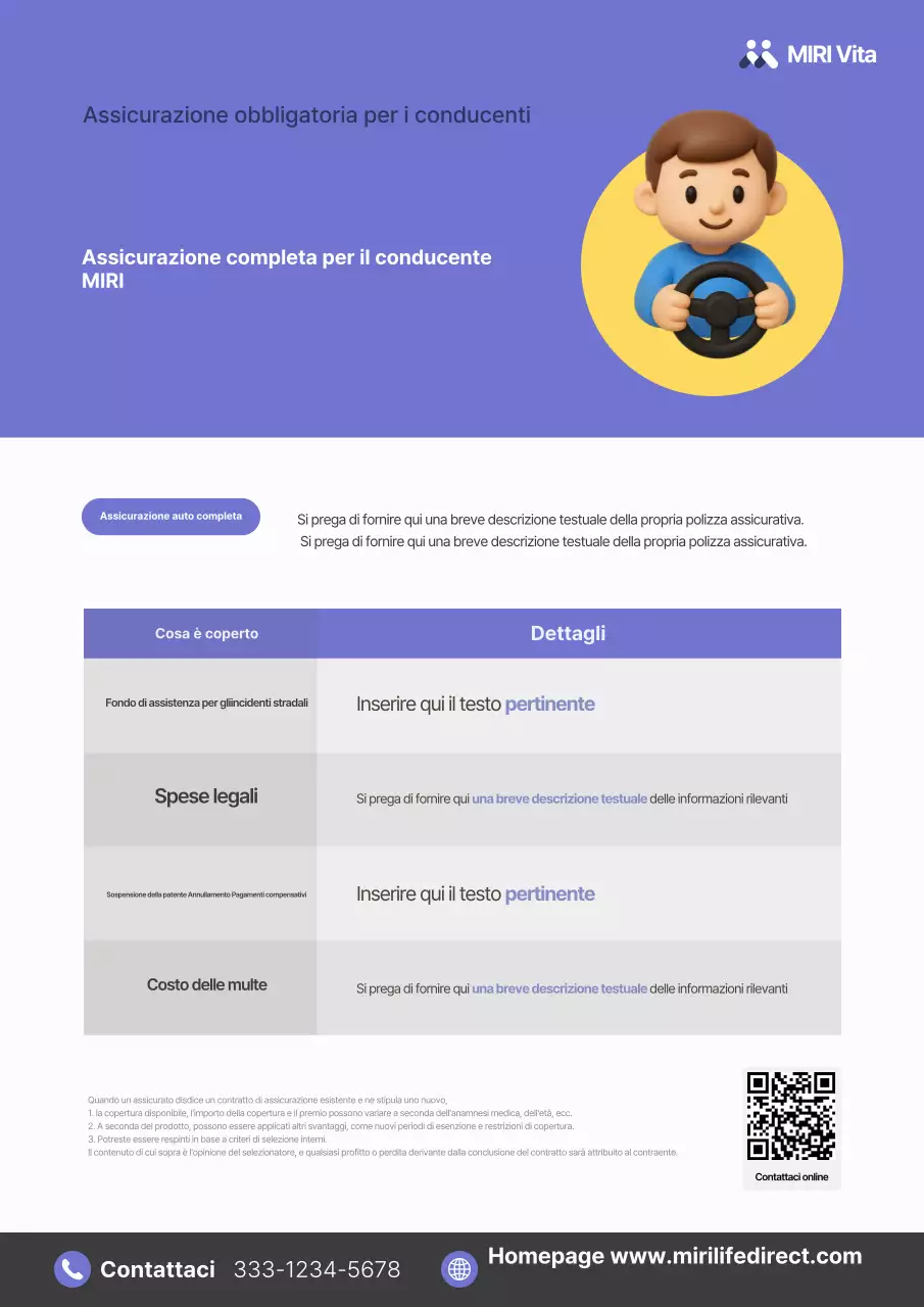 Semplice pubblicità di assicurazione auto viola