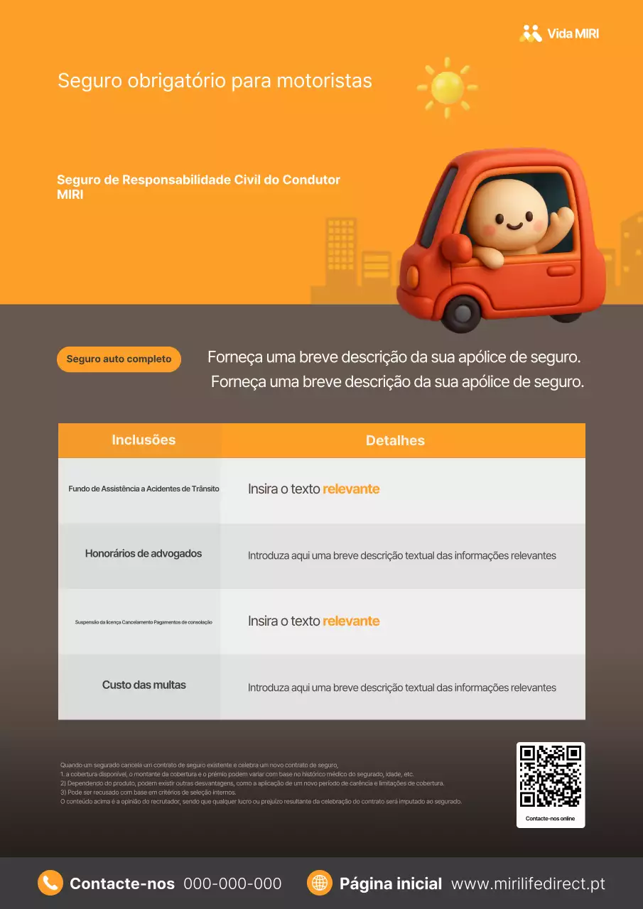 Anúncio do Seguro para Bebês Laranja