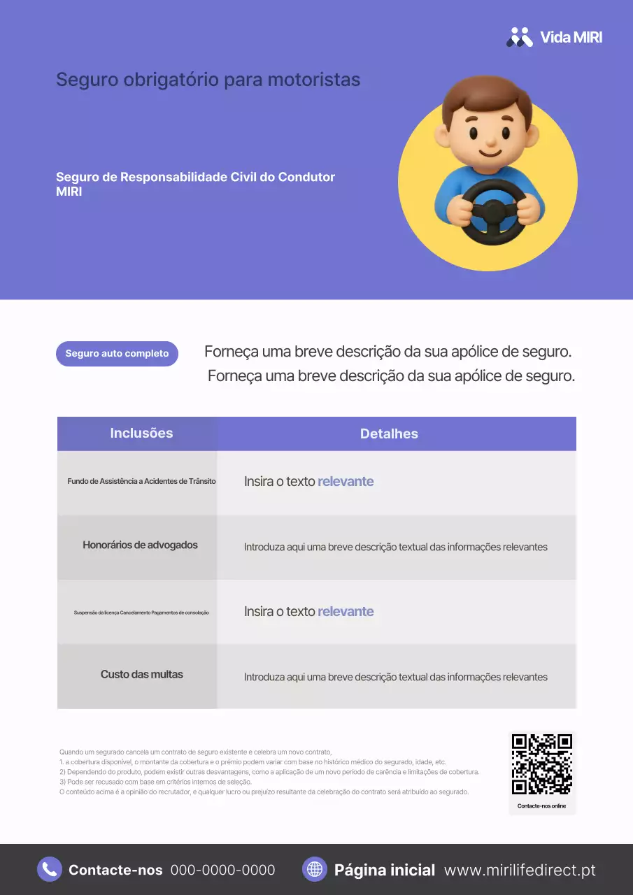 Anúncio simples de seguro de carro roxo