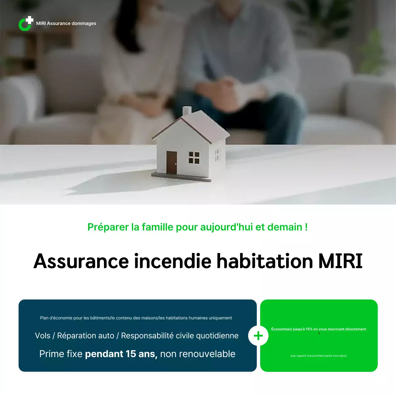 Publicité d'assurance verte et moderne
