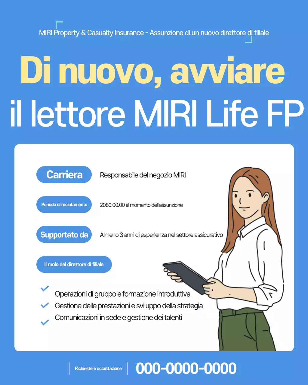 Annuncio di reclutamento per Blue Simple Insurance Leader