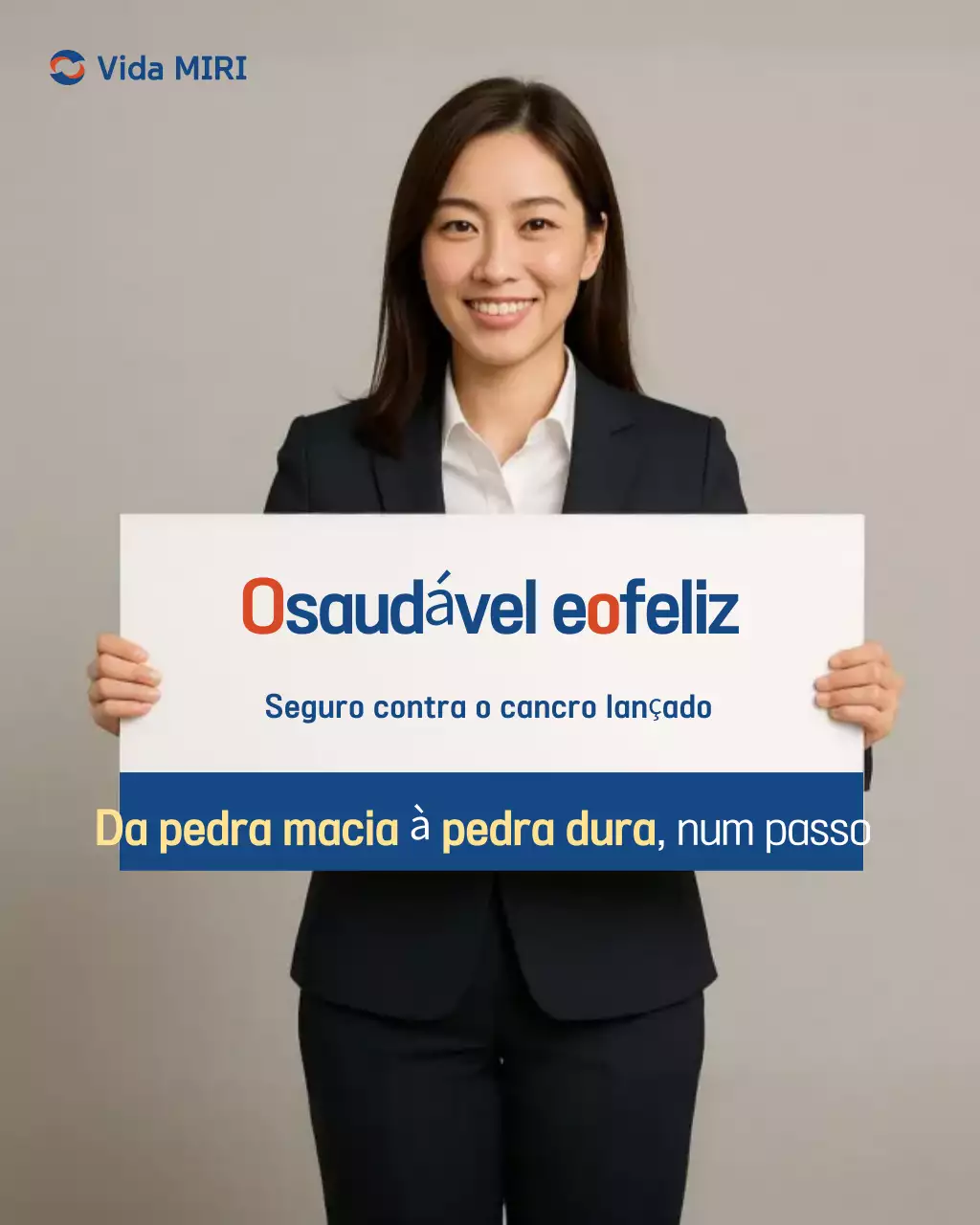 Anúncio de seguro contra câncer simples bege