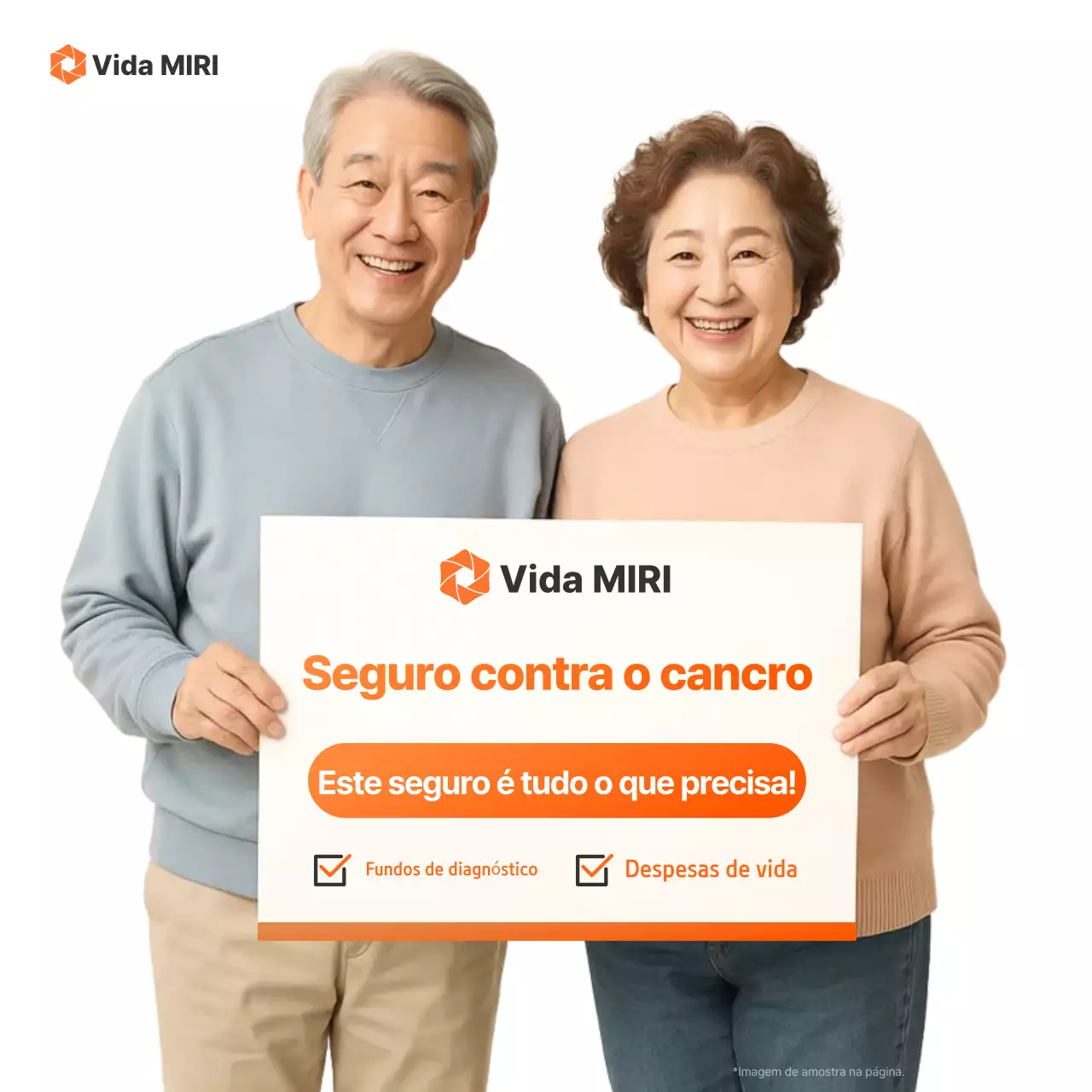 Anúncio de seguro contra câncer simples e branco