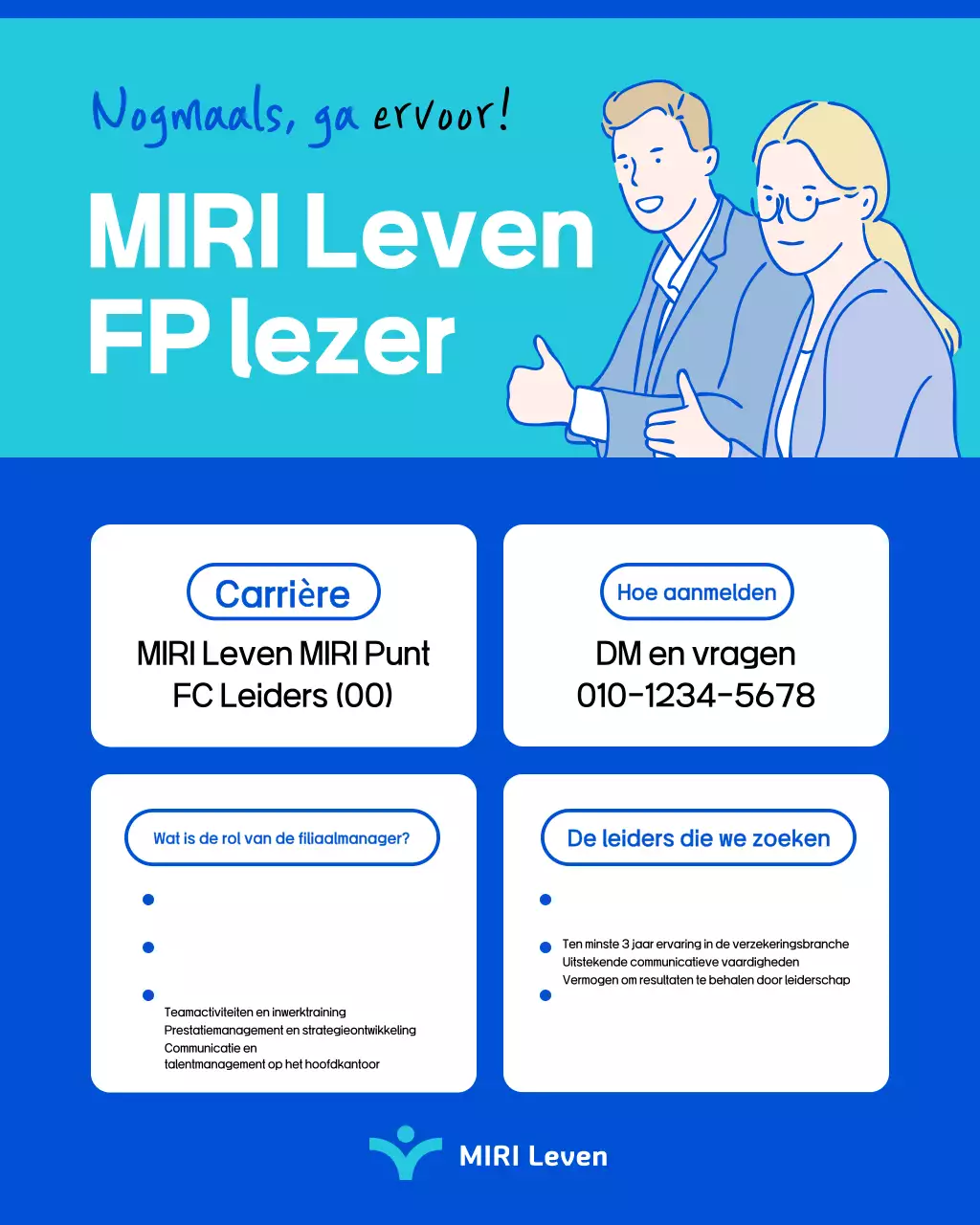 Kennisgeving van werving leider Simple Blue and Mint Insurance Center