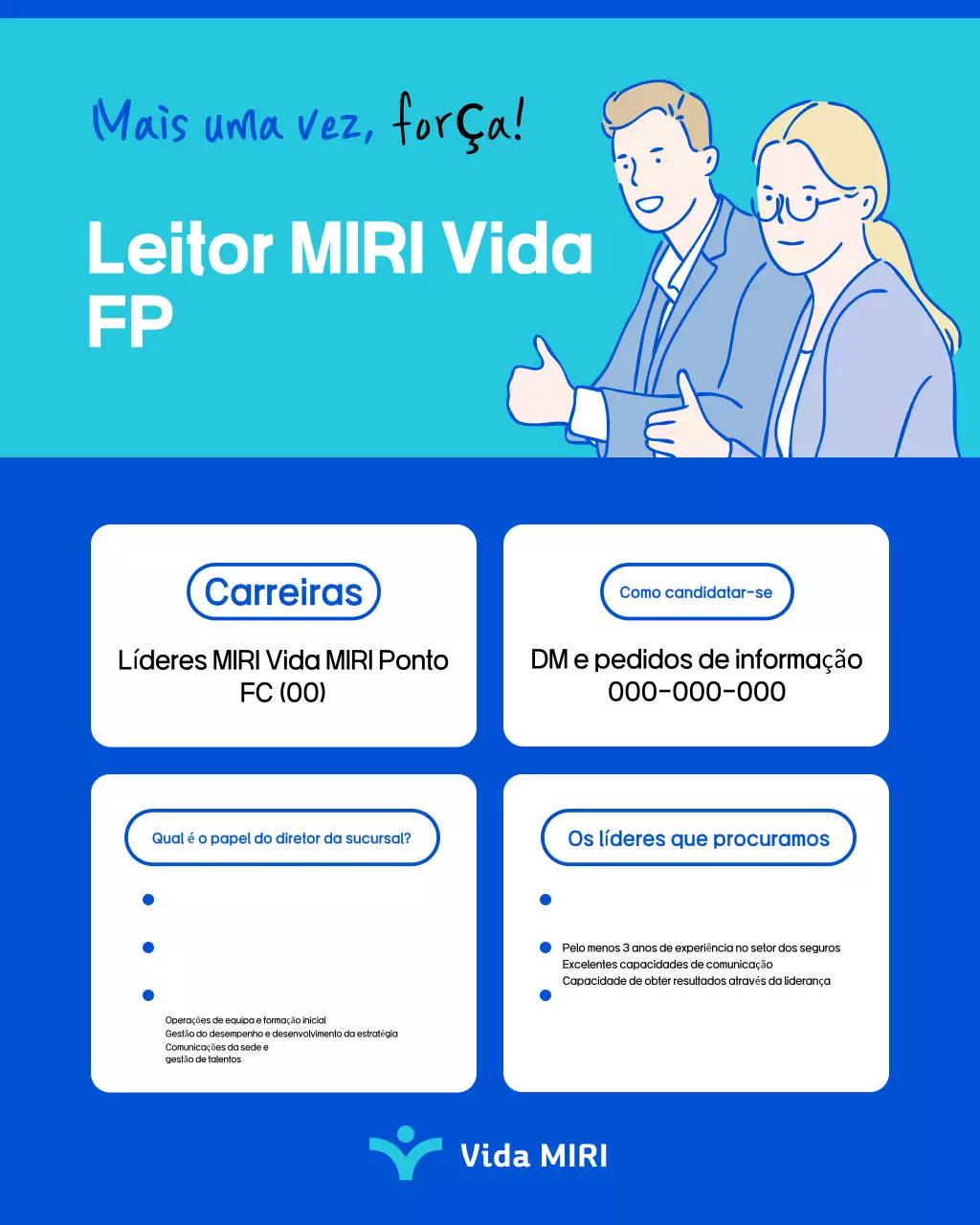 Aviso de recrutamento para líder do Centro de Seguros Simple Blue and Mint
