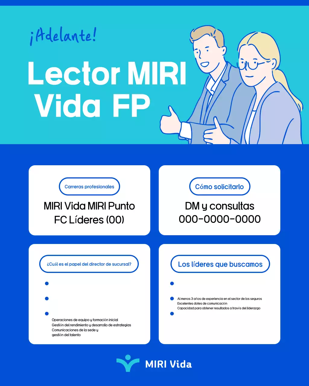 Aviso de reclutamiento de líderes del Centro de Seguros Simple Blue and Mint