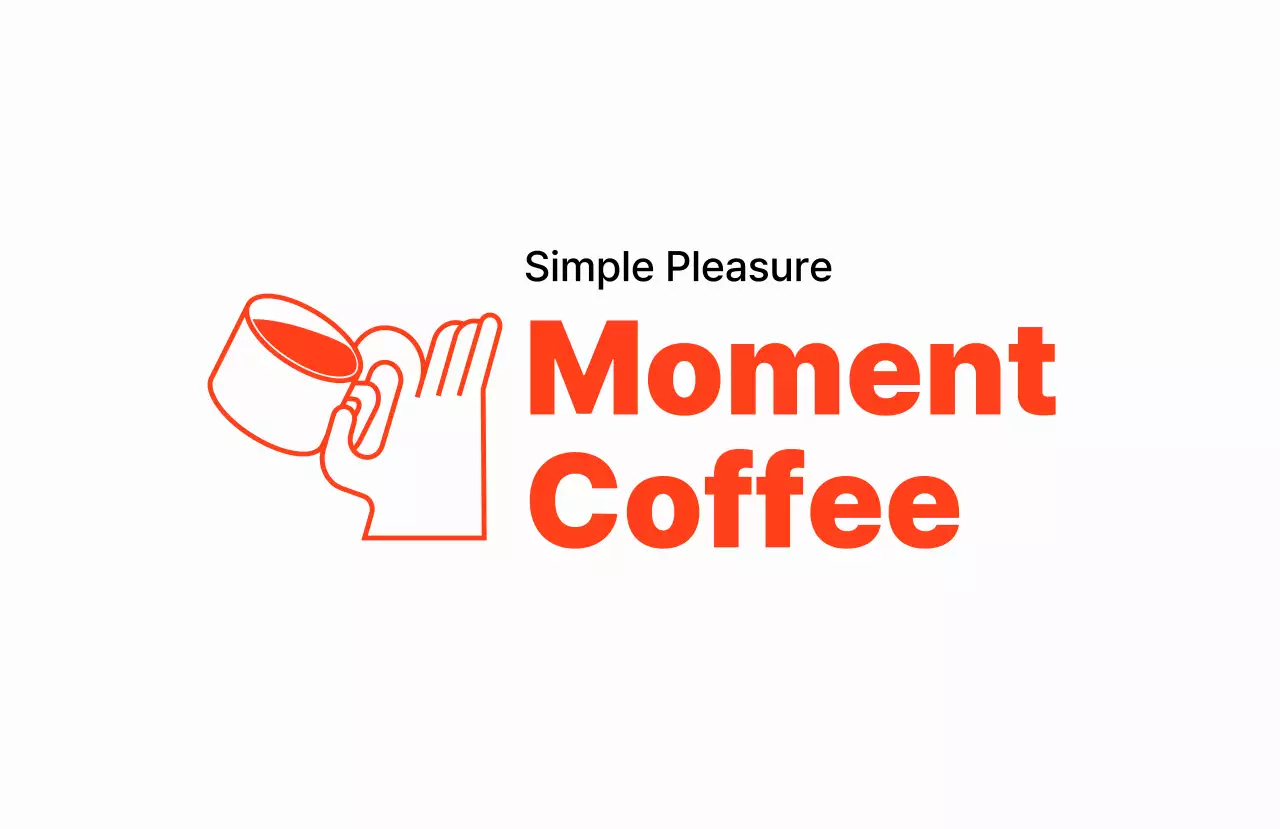 オレンジ シンプル コーヒー ロゴ ロゴカフェイラスト