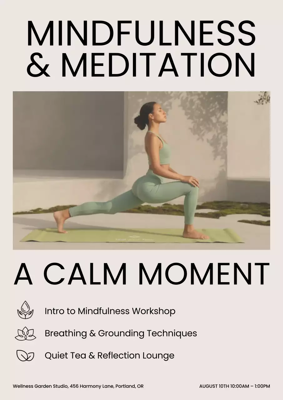 Beige Minimal Meditation Invitation