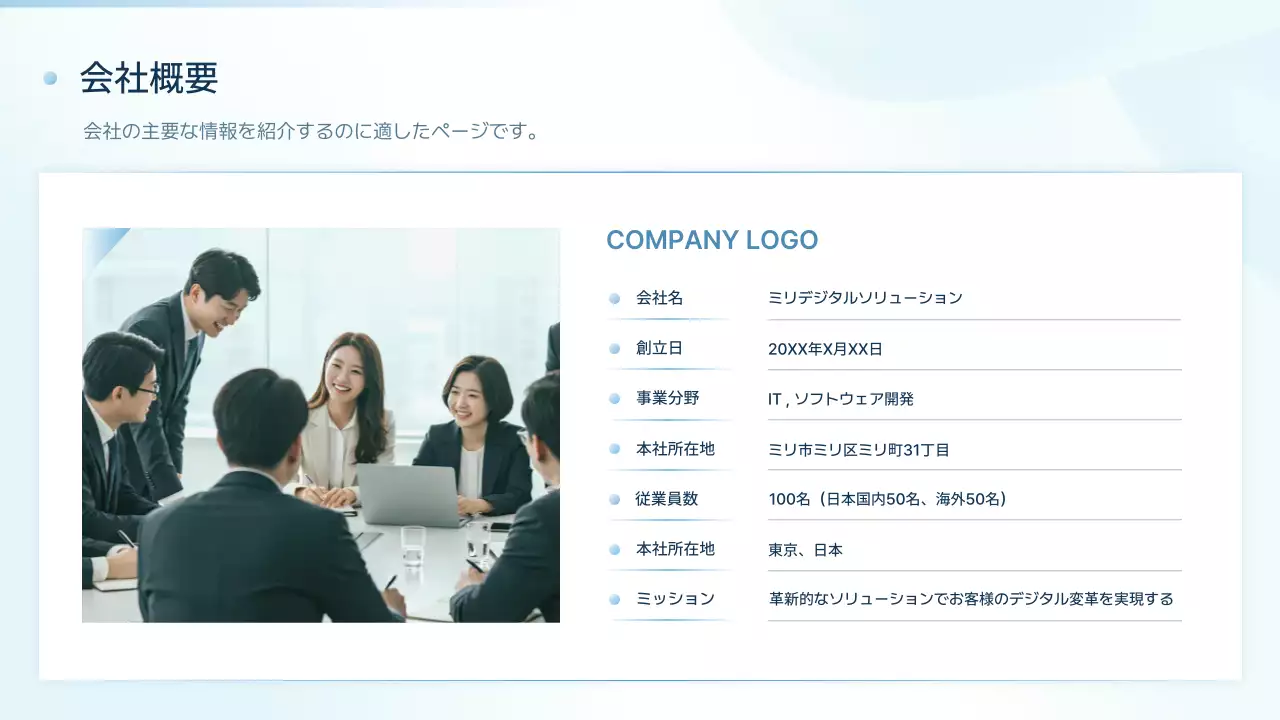 青 シンプル ビジネス プレゼンテーション
