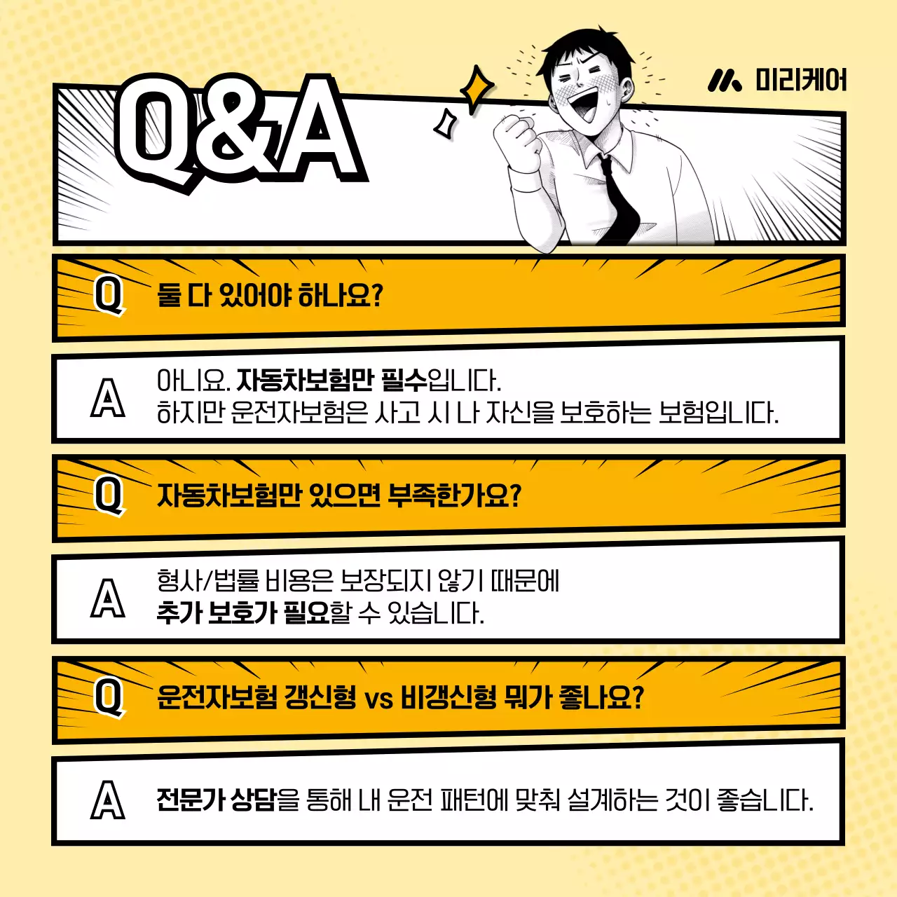 노랑 레트로 보험 광고