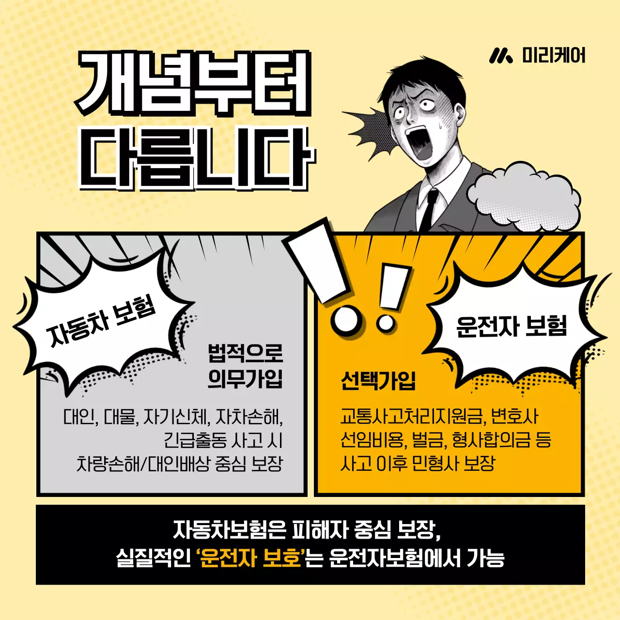 노랑 레트로 보험 광고