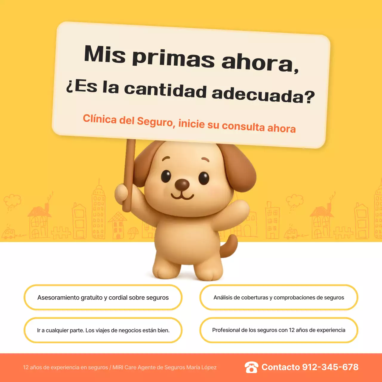 Anuncio de consultoría de seguros para bebés amarillos