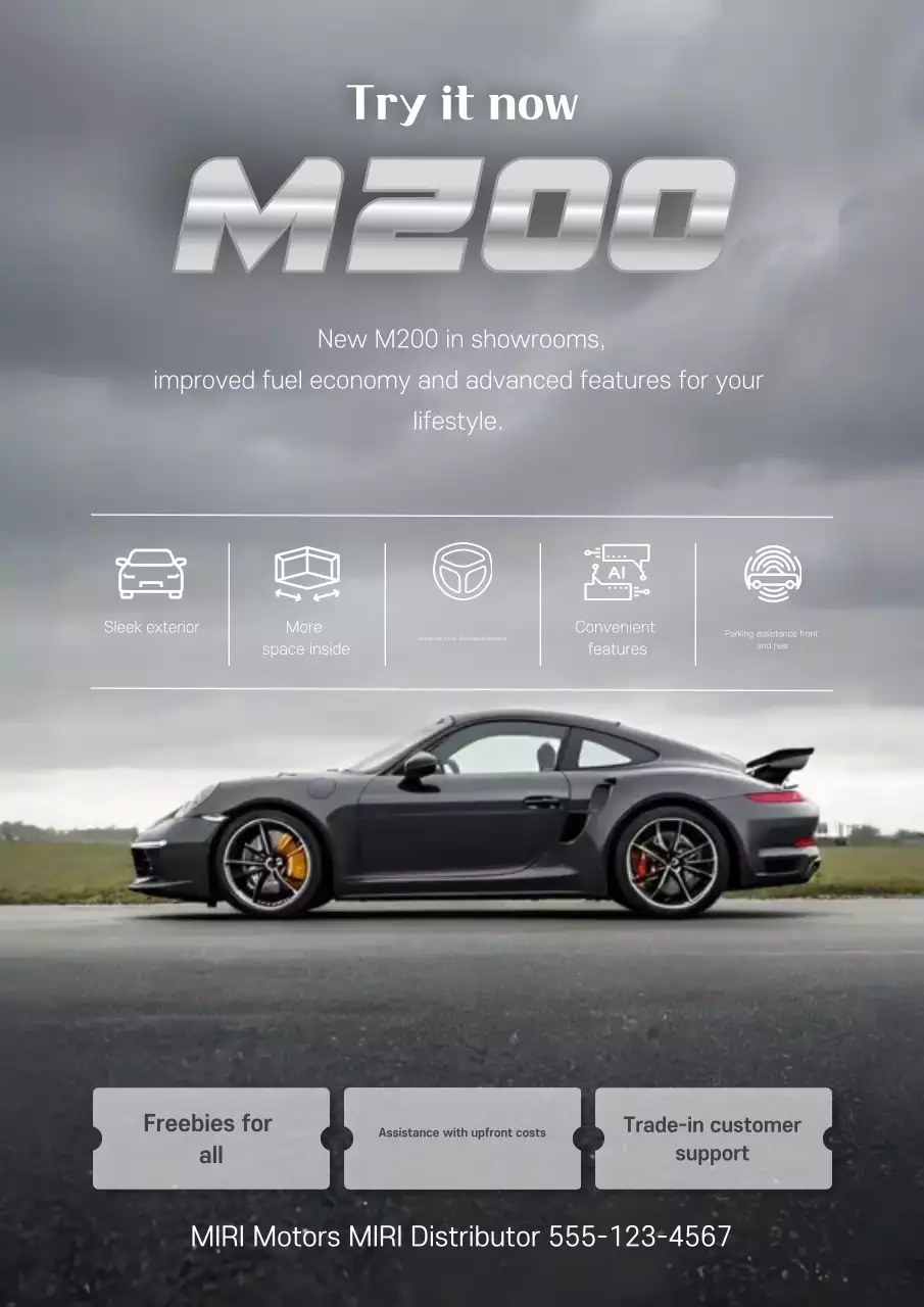 quảng cáo xe hơi hiện đại màu xám