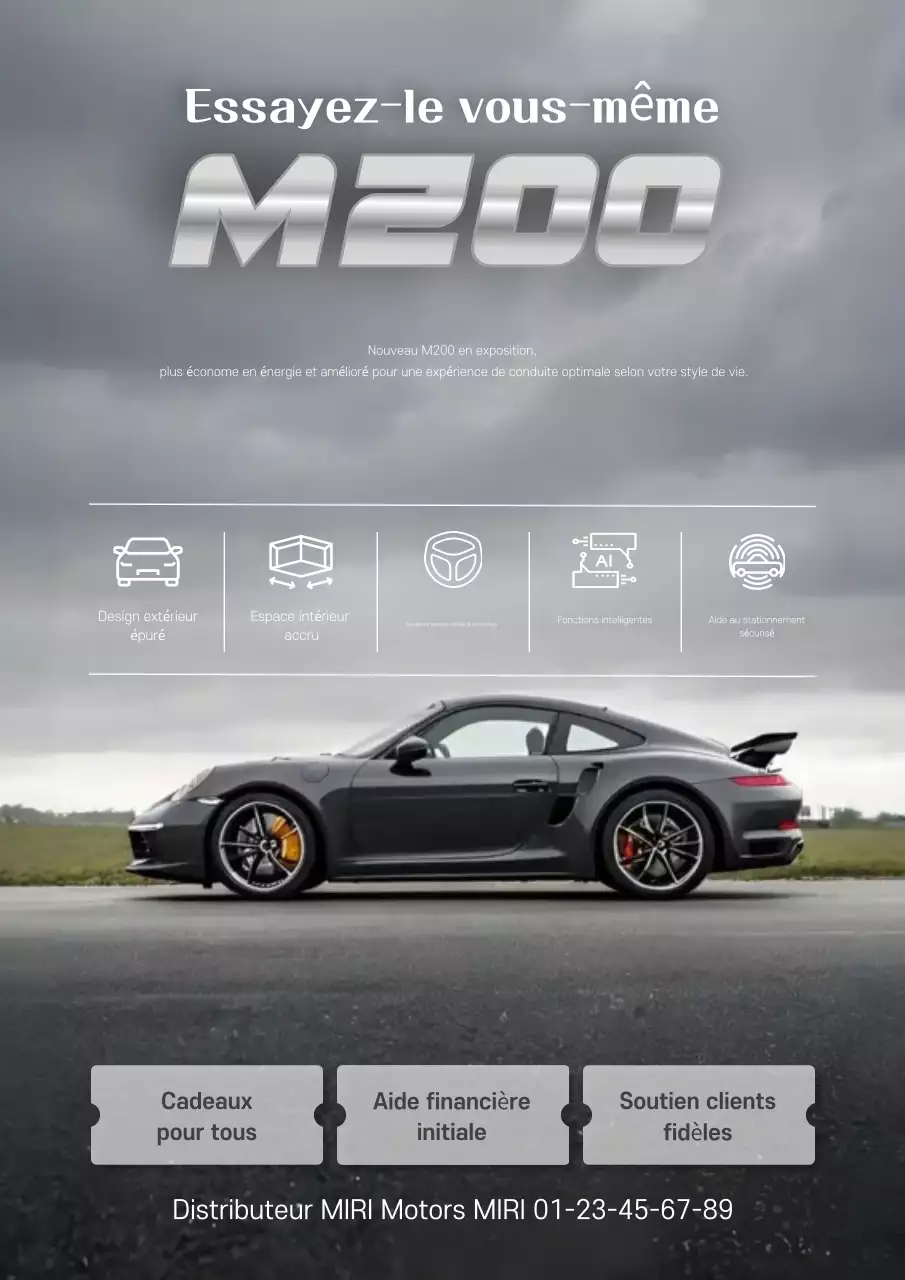 publicité pour une voiture grise moderne