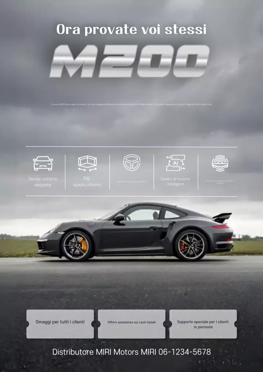 pubblicità di auto moderna grigia