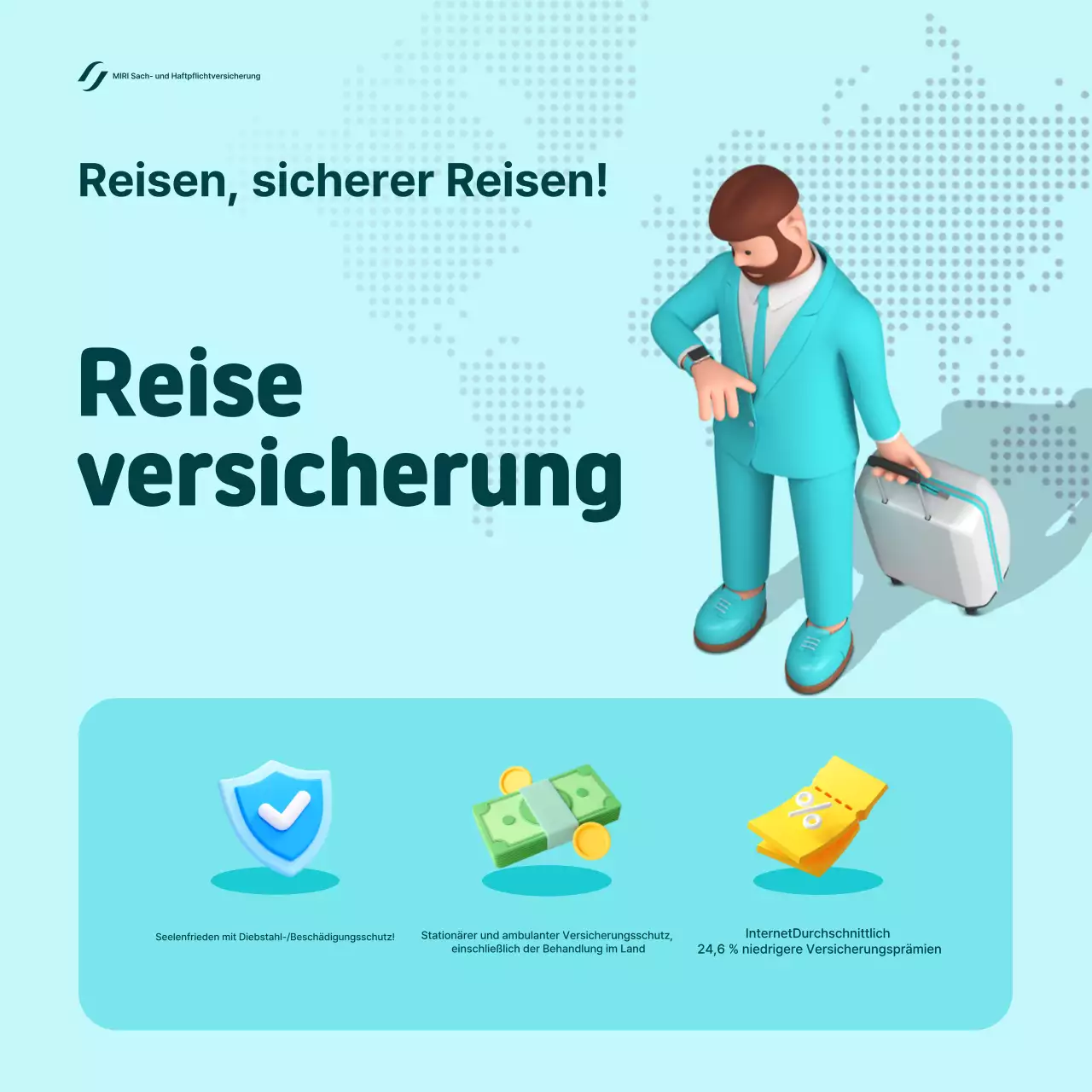 Himmelblaue moderne Versicherungsanzeige