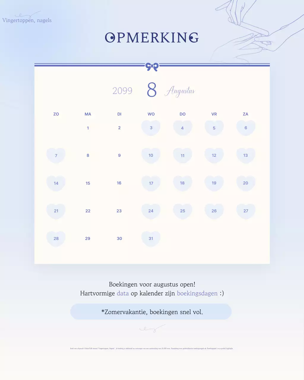 Sky Blue Neat Reserveringsgids Kalender