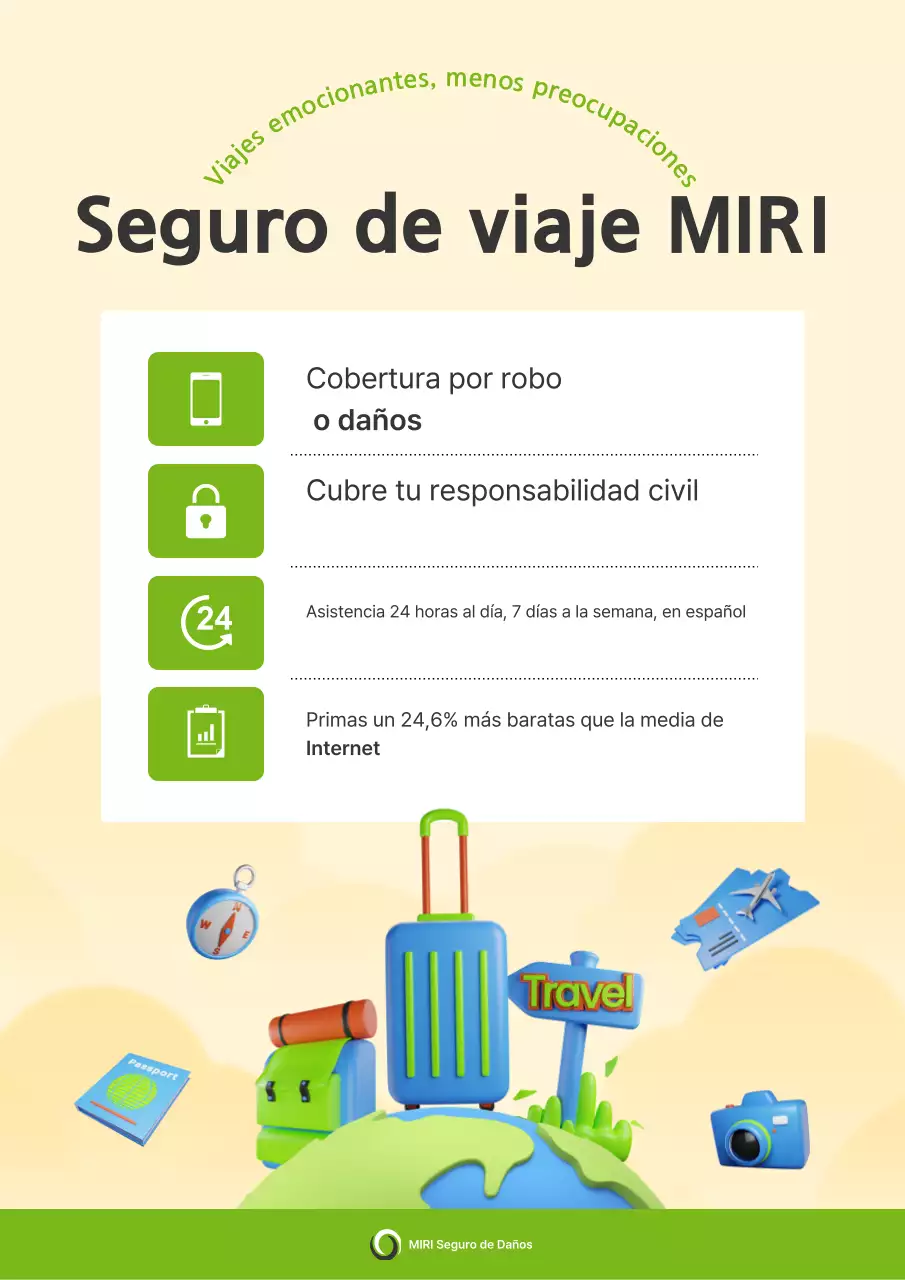 Anuncio de seguro de viaje moderno de Ivory