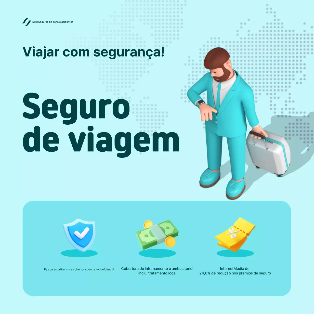 Anúncio de seguro moderno azul-celeste