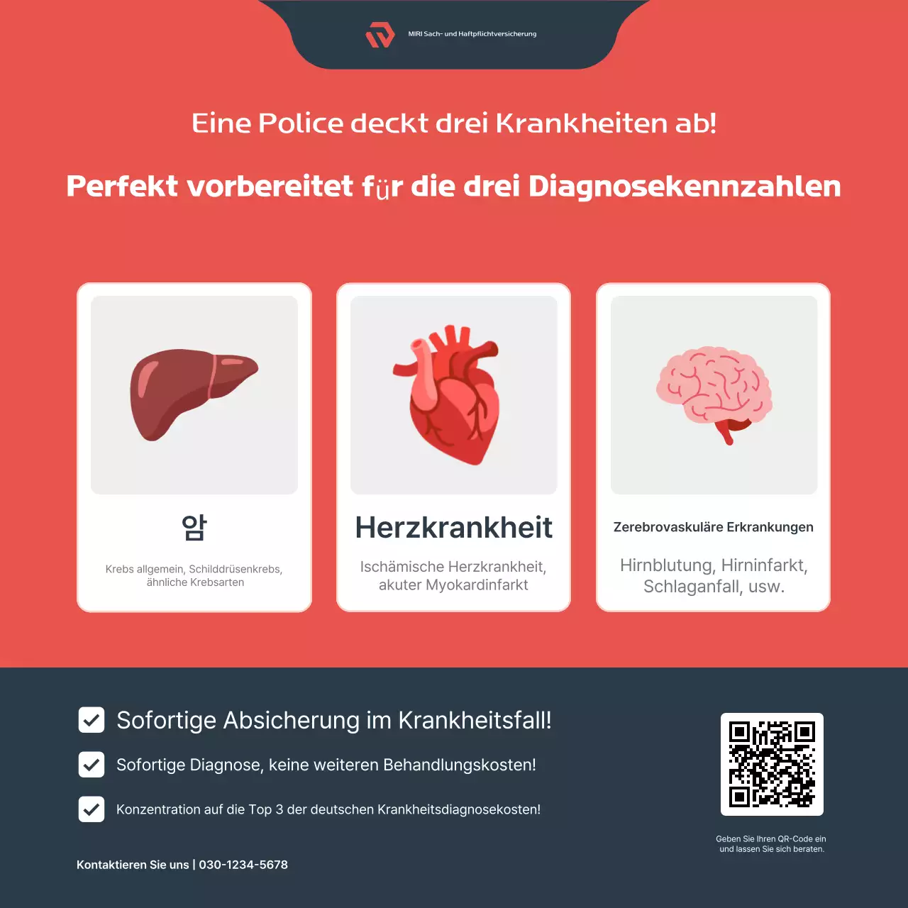 Rote moderne Versicherungsanzeige