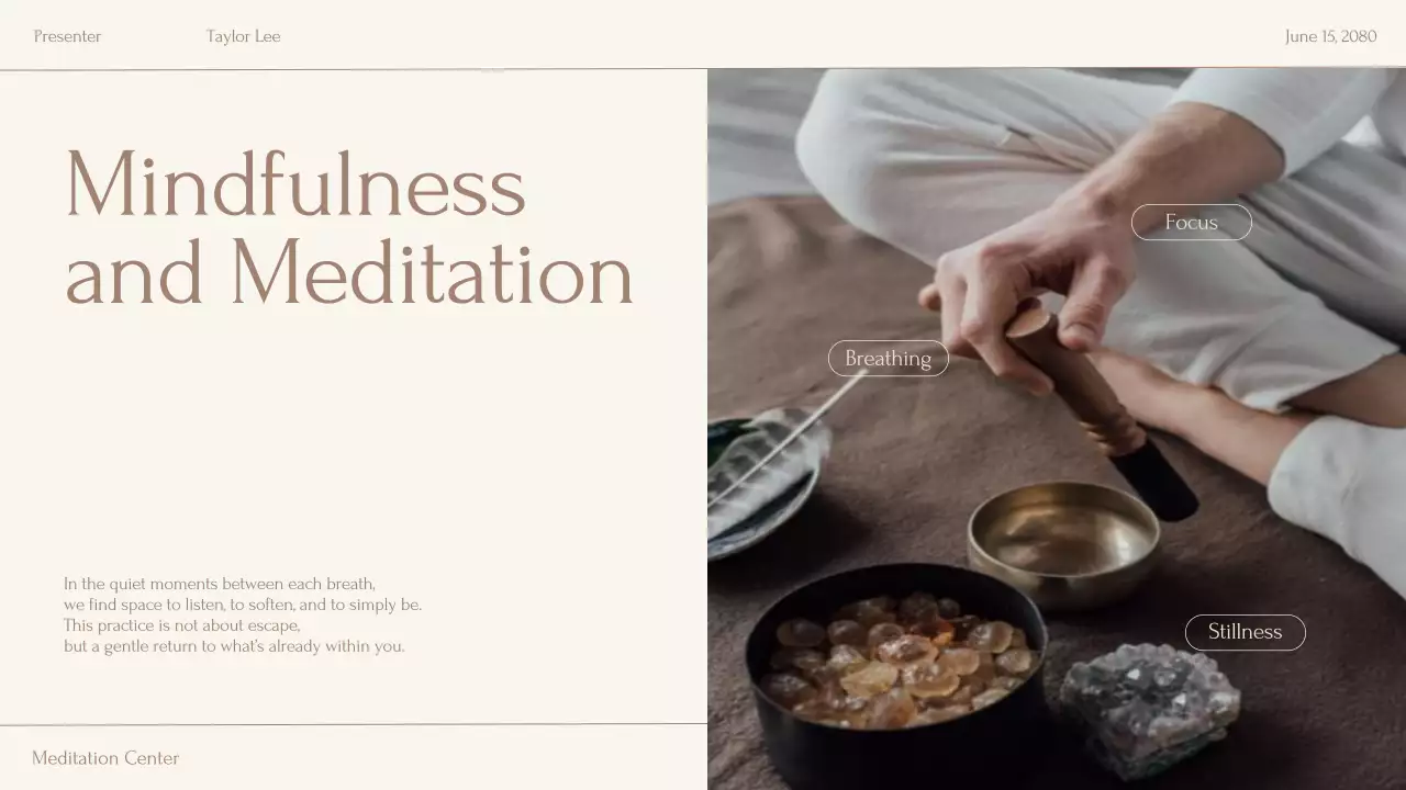 Beige Minimalist Meditation Lecture Presentation