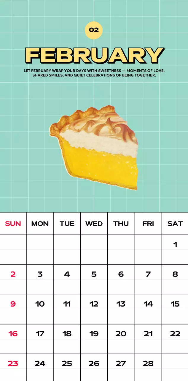 다양한 레트로 일러스트가 있는 화려한 캘린더 달력