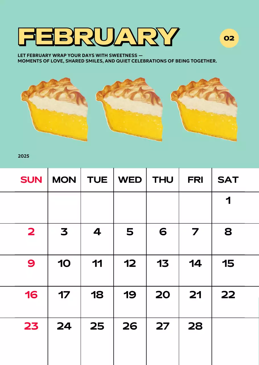 다양한 레트로 일러스트가 있는 화려한 캘린더 달력